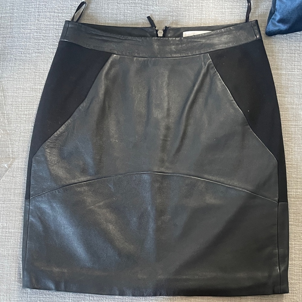 Reiss Black Leather Mini Skirt